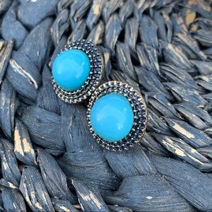 Round Turquoise Stud Earrings
